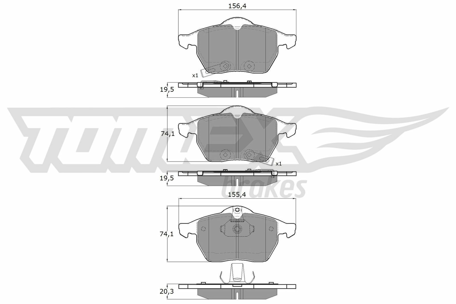 Sada brzdových destiček, kotoučová brzda TOMEX Brakes